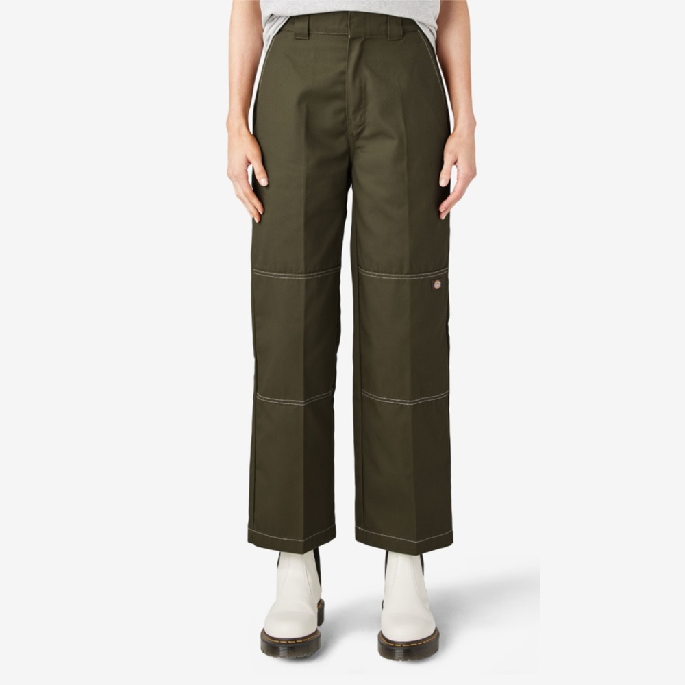 Olive Green Wide-Leg Pants